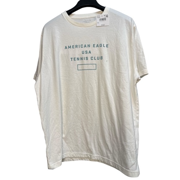 American Eagle Boxy 24/7 Graphic T-Shirt Beige "USA Tennis" Men Casual Top L NWt - Picture 2 of 4